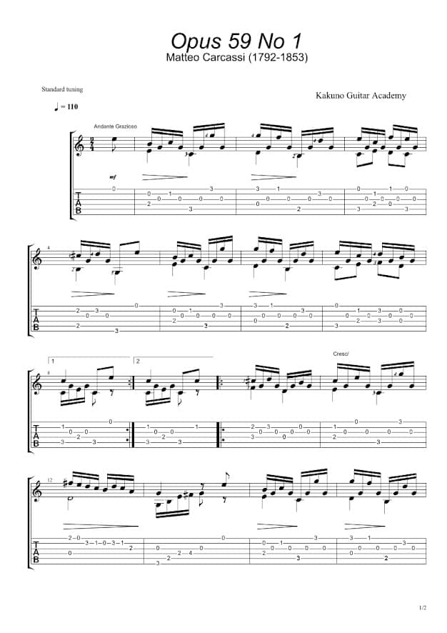 Matteo Carcassi - Opus 59 - 1 Partitura Violão Clássico Gratis